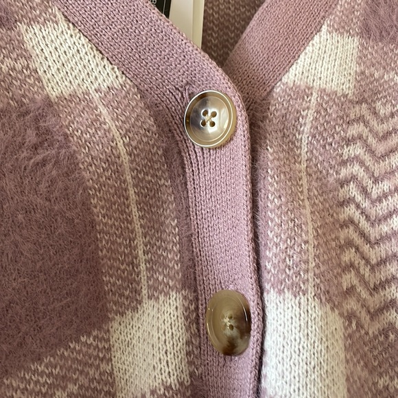 Bp fuzzy purple lilac eyelash crop cardigan plaid cozy - Picture 8 of 9